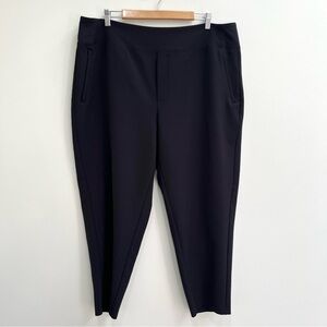 Athleta Endless High Rise Pants black stretch fabric tapered zipper pockets 18
